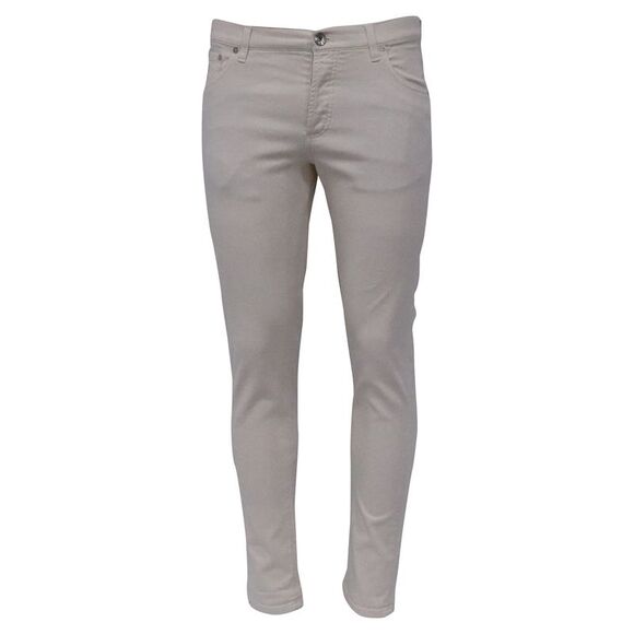Brunello Cucinelli Skinny Fit Trousers in Cream Cotton